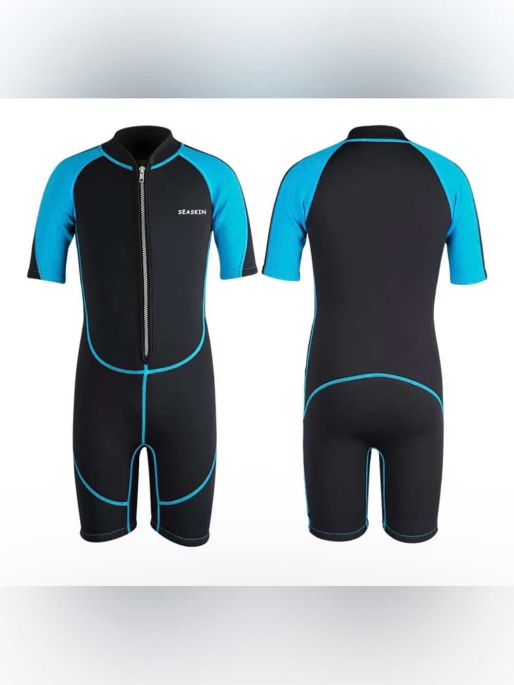 Skin Kids Short Sleeve Wetsuit - Black & Aqua